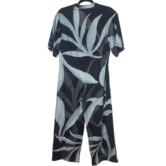 The Kit by Daniel Vosovic Aqua Jungle Light Cotton Slub Issa Jumpsuit Size S - Picture 3 of 5